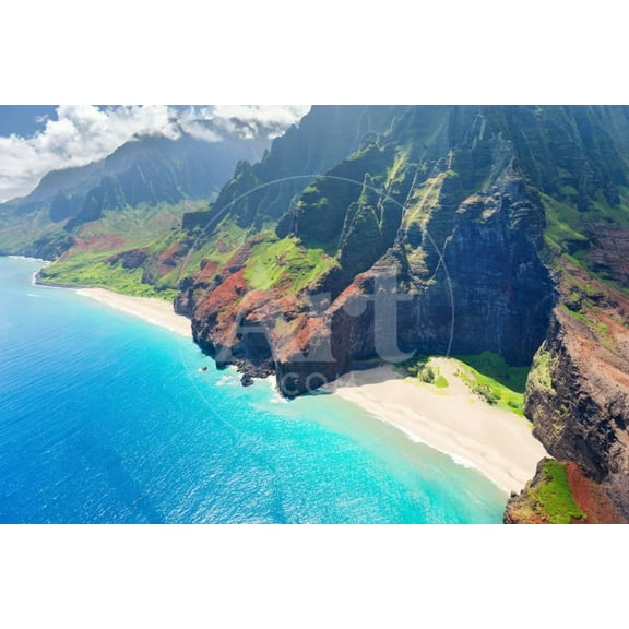 Na Pali Coast on Kauai Island, Scenic Unframed Photographic Print Wall Art by SergiyN Sold by ArtCom