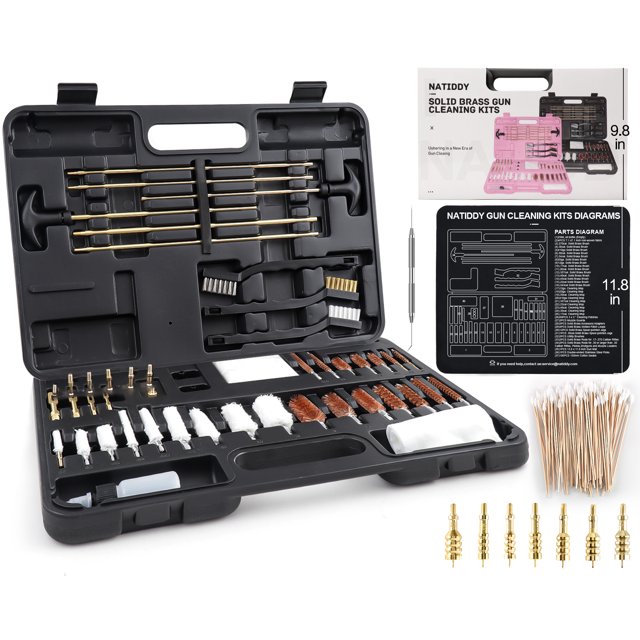 NaTiddy 212 Pieces Deluxe Universal Gun Cleaning Kit, for Hand Guns Rifles and Shotguns, with