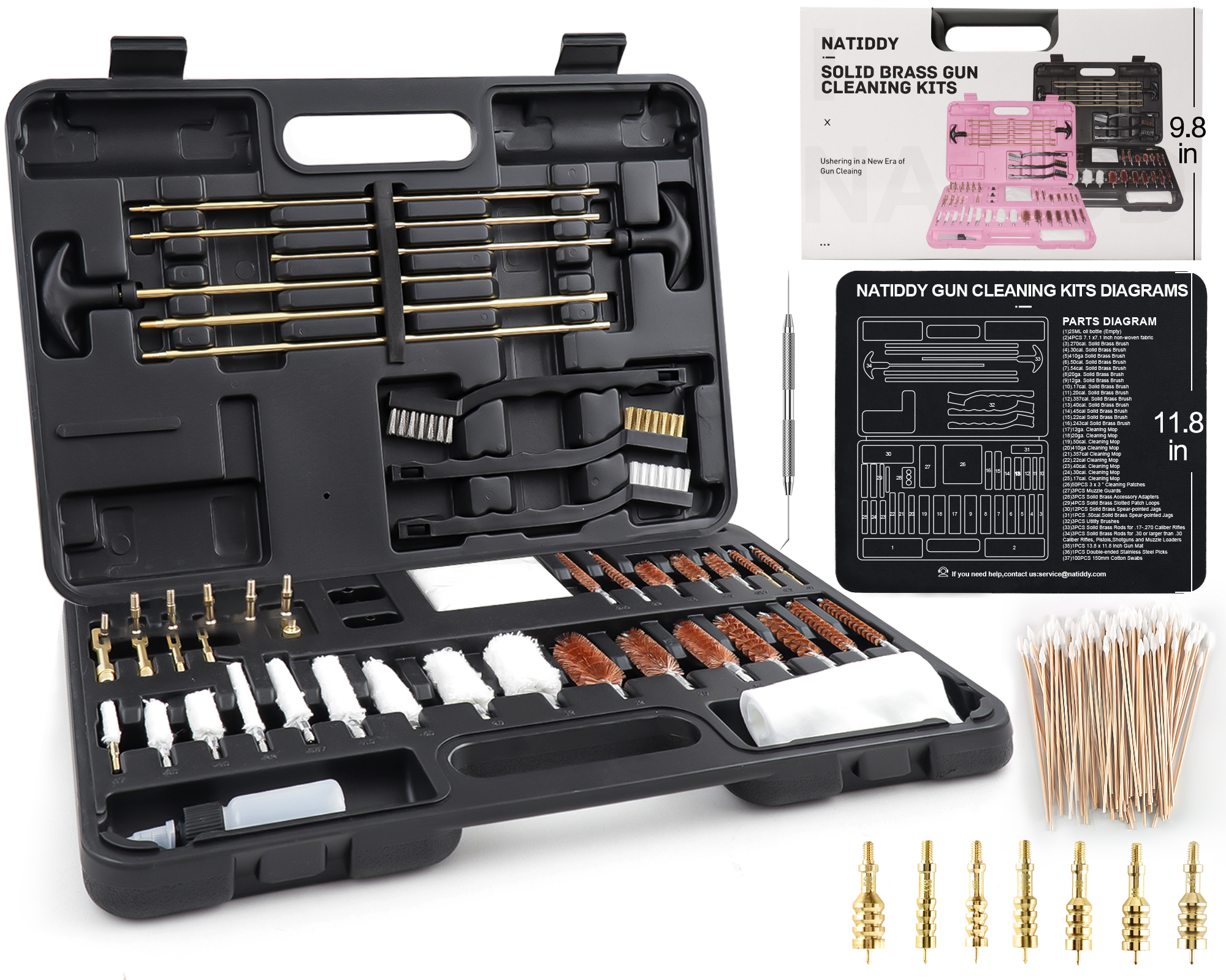 Outers Cleaning Kit for Universal Gun Cleaning, 62Piece, Aluminum Case