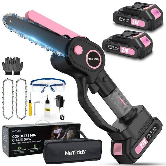 NaTiddy Mini 6” Battery Powered Chainsaw, One-Handed Design