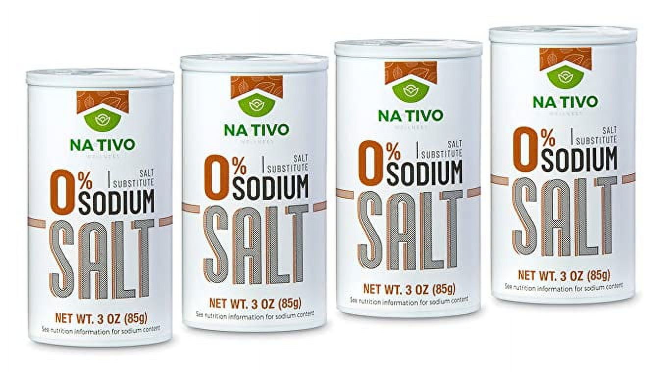 NaTivo Salt Substitute 0% Sodium - Salt alternative for people who require  a no salt diet - Keto and Paleo friendly - Pack 4 shakers x 3 oz