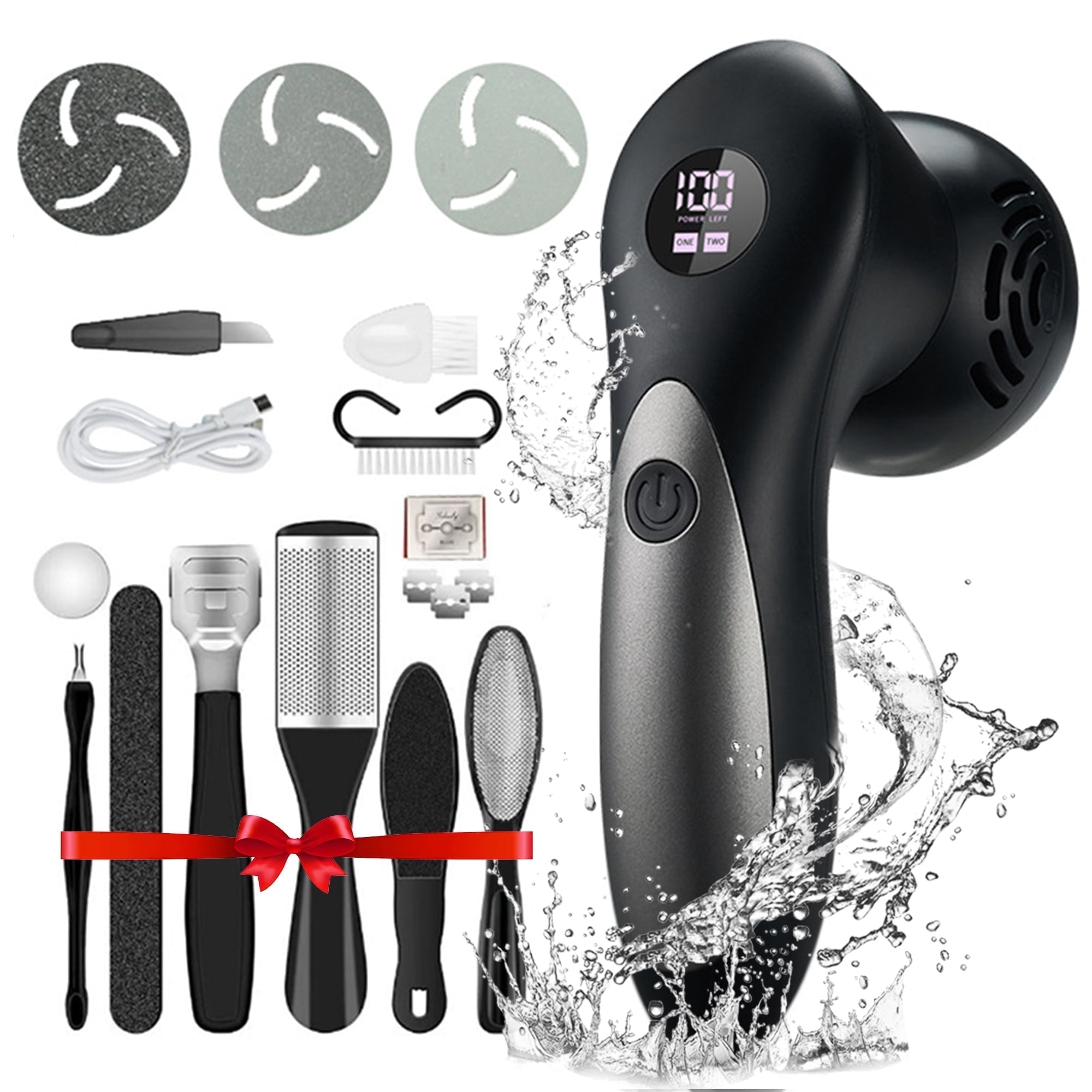NaTuGi Electric Feet Foot Callus Remover Equipped with A Vacuum System Foot Scrubber 17 in 1 Professional Foot Care Tool Ipx6 Waterproof Rating for Removing Hard Cracks Dryness and Dead Skin (Black)