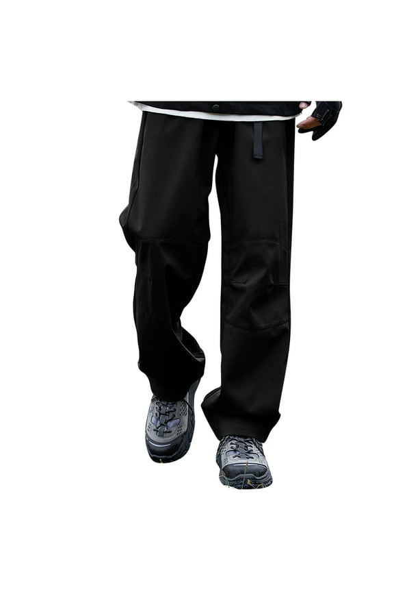 Baggy Jeans Men Retro Casual Wide-Leg Jeans Men Streetwear Loose Hip Hop Straight Denim Pants Black 8(L)