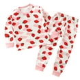 thumbnail image 1 of NaWent Baby Girls' thermal Underwear Set - 2 Piece Cotton Strawberry Print Top and Long Johns Pink 12 Months, 1 of 3