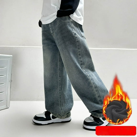 NaWent Clearance Big Boys Jeans Pants Handsome Jeans New Casual Pants Middle-aged Children's Sports Pants Long Pants for Men Blue 5 Years