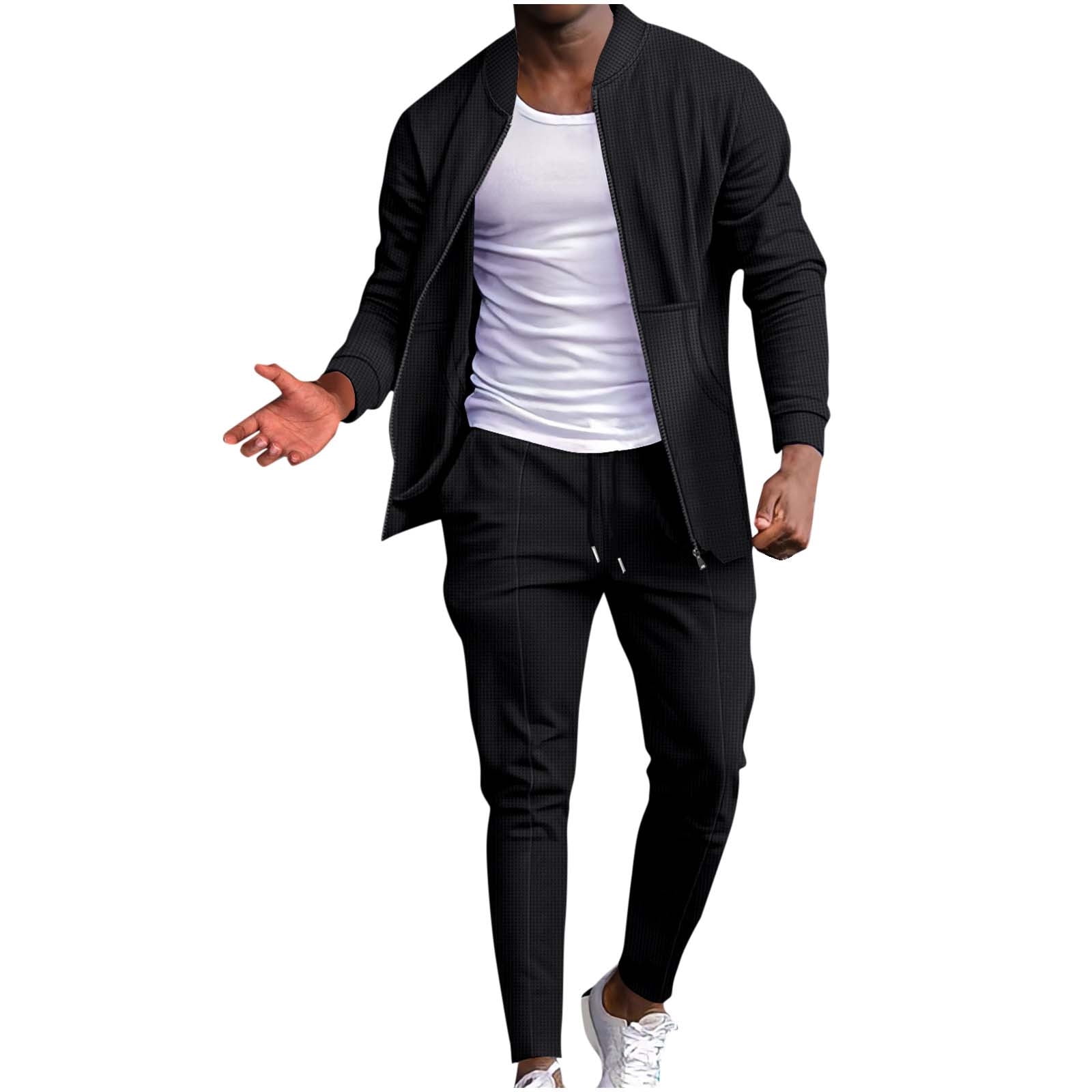 MoFiz Men's Camo Green Tracksuit Set - 2 Piece Full Zip Hoodie & Jogger Pants, Athletic Casual Sweatsuit, Size 2XL 1 thumbnail image