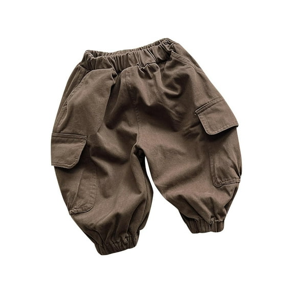 NaWent Clearance Newborn Baby Clothes Cotton Cargo Pants Casual Solid Color Work Pants LooseVersatile Pants Coffee 6 Months