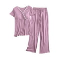 thumbnail image 1 of NaWent Nursing Pajama Set Long Sleeve Maternity Sleepwear Labor Delivery Pjs Breastfeeding Underwear Clothes Purple 10(XL), 1 of 3