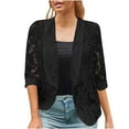 thumbnail image 1 of NaWent Women's Lace Cardigan Open Front 3/4 Sleeve Sheer Elegant Casual Blazer Jacket Black L, 1 of 1
