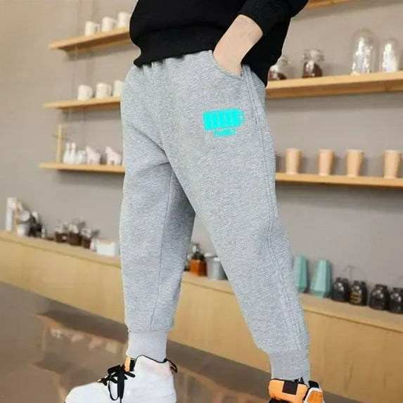 NaWent Boys Sweatpants Printed Boys and Girls Wearing Long Pants Cute Sports Pants Gray 11 Years