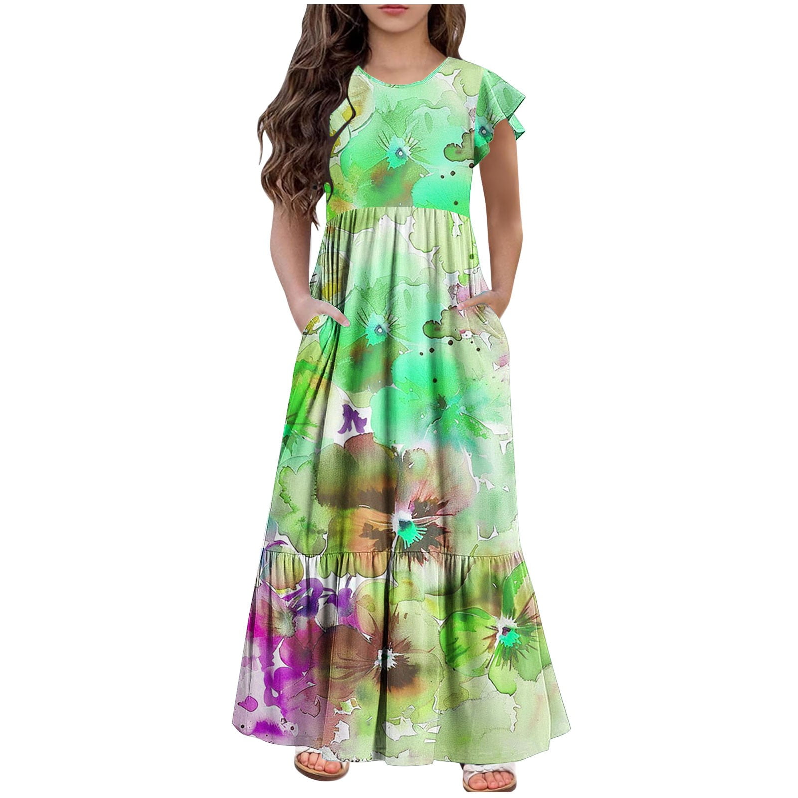 KIDS TIE FRONT MAXI DRESS  12-14 TALK THE WALK