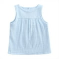 thumbnail image 1 of Wioihee Girls Sleeveless Casual Basic Round Neck Cross Back Mesh Tank Top 3M-4T Blue 12 Months(6-12 Months), 1 of 1