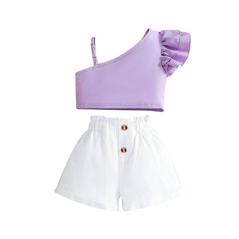 Mauve Shoulder Ruffle Short Set Mauve Shoulder Ruffle Short Set