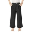 thumbnail image 1 of NaWent Last-chance savings Girls Uniform Pants Kids High Waisted Wide Leg Pants Casual Trousers with Pockets Black 13 Years, 1 of 8