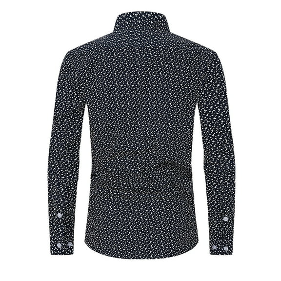 NaWent Men Floral Cotton Casual Slim Fit Long Sleeve Button Down Dress Shirts Dark Blue 10(XL)