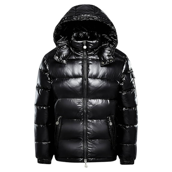 NaWent Men Puffer Jacket with Hood Lightweight Packable Quilted Hooded Bubble Down Jackets Winter Insulated Thick Outwear on Clearance Black 12(XXXL)