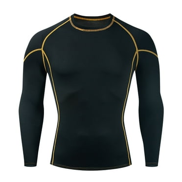 NaWent Men's Compression Shirt Athletic Long Sleeve Running Gym Turtleneck Shirt Quick Dry Tops Active Elastic Baselayer Yellow 8(XL)
