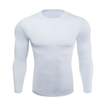 NaWent Men's Compression Shirts Long Sleeve Athletic Workout Tops Gym Undershirts Active Sports Baselayers White 8(XL)