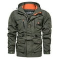 thumbnail image 1 of NaWent Men's Cotton military jackets Fleece Lined Work Coats Warm Cargo Jackets on Clearance Army Green 16(XXXXL), 1 of 9