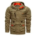 thumbnail image 1 of NaWent Men's Cotton military jackets Fleece Lined Work Coats Warm Cargo Jackets on Khaki 10(XL), 1 of 6
