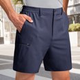 thumbnail image 1 of NaWent Men's Golf Shorts Clearance Quick Dry Hiking Work Dress Shorts Fashion Solid Multi Pocket Zipper Elastic Waist Straight Pants Navy XL, 1 of 7