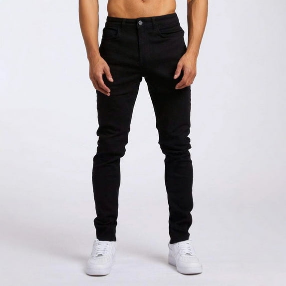 NaWent Men's Jeans Solid Color Casual Pocket Outdoor Spring Jeans Black 28(28)