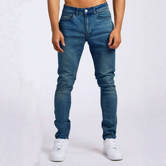 NaWent Men's Jeans Solid Color Casual Pocket Outdoor Spring Jeans Blue 34(34)