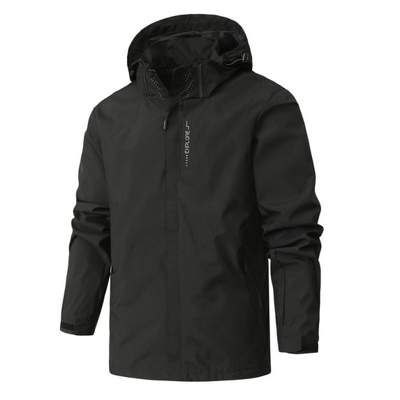 NaWent Men's Lightweight Waterproof Rain Jacket,Shell Hooded Outdoor Raincoat Hiking Windbreake jacket Black 14(XXXL)
