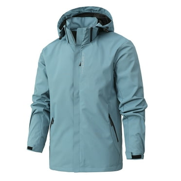 NaWent Men's Lightweight Waterproof Rain Jacket,Shell Hooded Outdoor Raincoat Hiking Windbreake jacket Sky Blue 10(XL)