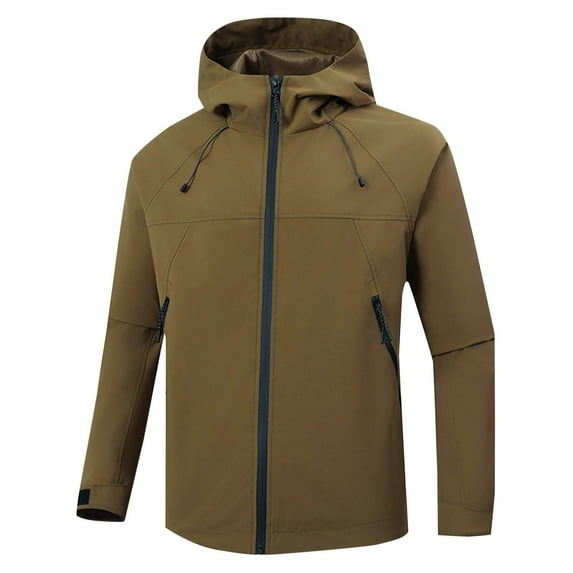 NaWent Men's Rain Jacket Waterproof Running Cycling Windbreaker Golf Hiking Gear Hood Packable Reflective Coffee 16(XXXXL)