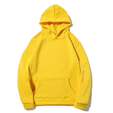 NaWent Men's Relaxation Sport Hooded Pullover Sweatshirt Long Sleeve Solid Hoodie Yellow 10(XL)