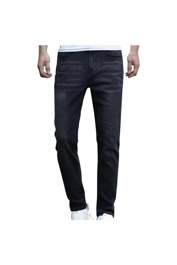 Men's Slim Fit Stretch Jeans Ripped Skinny Jeans for Men, Fashion Straight Leg Comfort Flex Waist Cargo Denim Pants Black 10(XL)