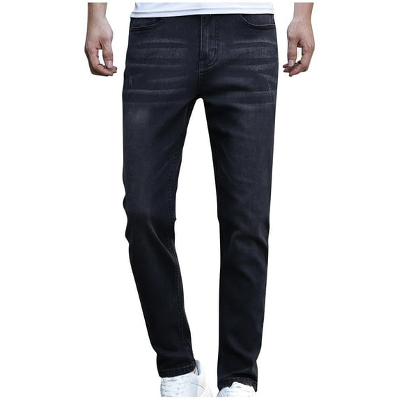 NaWent Men's Slim Fit Stretch Jeans Ripped Skinny Jeans for Men, Fashion Straight Leg Comfort Flex Waist Cargo Denim Pants Black 8(L)
