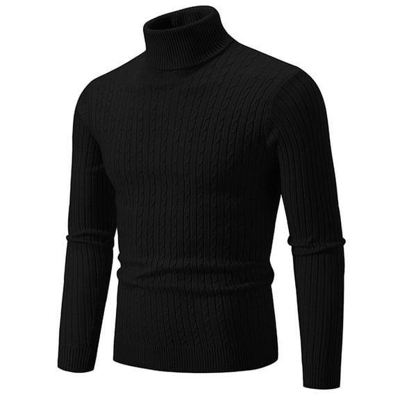 NaWent Men's Slim Fit Turtleneck Sweater Casual Twisted Knitted Pullover Sweaters Black 8(XL)