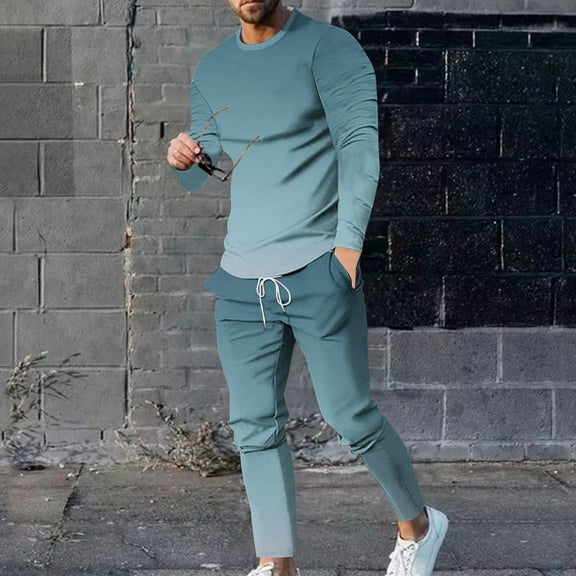 NaWent Men's Tracksuit 2 Pcs Athletic Sweatsuits Running Jogging Sport Suit Sets Fashion Outfit Sky Blue 10(XL)