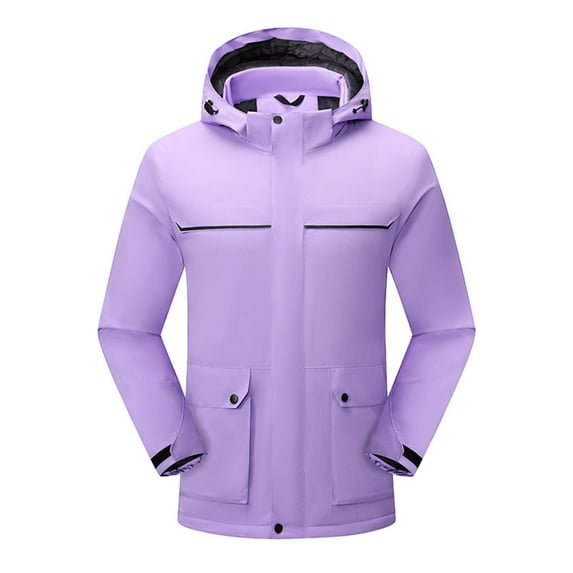 NaWent Men's Winter Ski Jacket Mountain Snow Coats Waterproof Detachable Hood Windproof Fleece Rain Jackets Purple 14(XXXL)