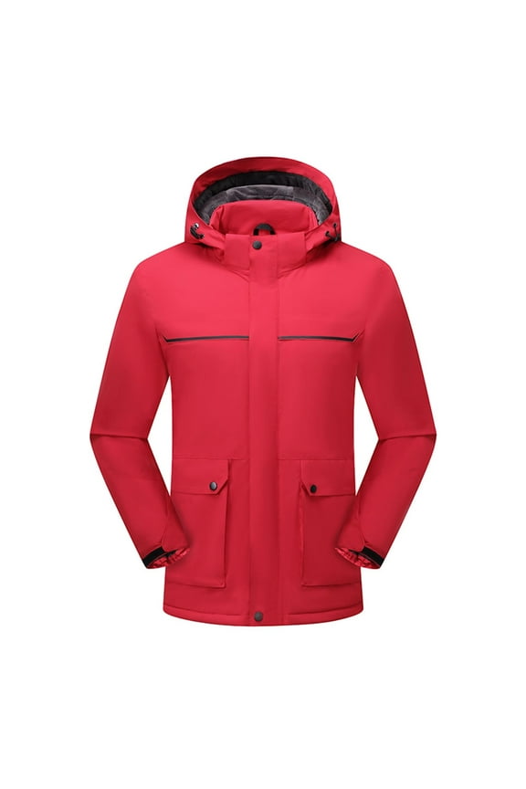 Men's Winter Ski Jacket Mountain Snow Coats Waterproof Detachable Hood Windproof Fleece Rain Jackets Red 10(XL)