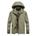 thumbnail image 1 of NaWent Men's Zip Up Hoodie Soft Shell Rain Jacket Waterproof Hooded Hiking Raincoats Parka Coat Lightweight Windbreaker Outwear on Khaki 12(XXL), 1 of 3