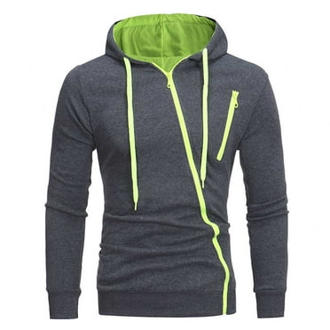 NaWent Mens Autumn Winter Hoodie Characteristic Irregular Personality Zipper Long Sleeve Slim-Fit Pullover Drawstring Hoody on Clearance Dark Gray 4(M)