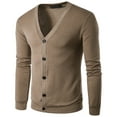 thumbnail image 1 of NaWent Mens Casual Comfortable Fit Cardigan Sweater Shawl Collar Soft Fabric on Coffee 4(L), 1 of 3
