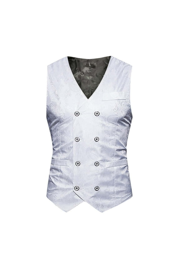 NaWent Mens Suit Vest Paisley Floral Victorian Vests Gothic Steampunk formal Waistcoat Tuxedo Vests with Notched Lapels on White 12(XXL)