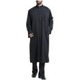 thumbnail image 1 of NaWent Open Front Muslim Clothes for Men Long Sleeve Islam Middle East Kaftan Islamic Thobe Robe Gown Shirt Dress Arab Wear Black 12(XXL), 1 of 4