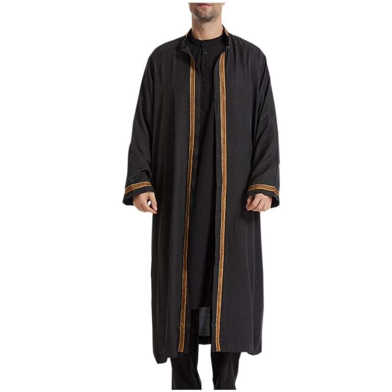 NaWent Open Front Muslim Clothes for Men Long Sleeve Islam Middle East  Kaftan Islamic Thobe Robe Gown Shirt Dress Arab Wear Black 8(L) -  Walmart.com