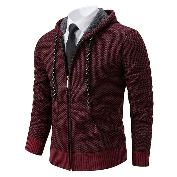 NaWent Oversized Cardigan Sweaters for Men Zip Up Knitted Long Sleeve Slim Fit Sweaters Autumn Plus Size Gym Outerwear Wine 10(XL)