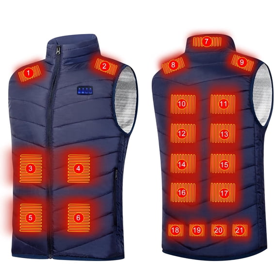NaWent Rechargeable Heated Vest (Battery not Included) Pack for Men Women,4 Heating Levels 21 Heating Zones Lightweight Warming Jacket Blue 8(L)