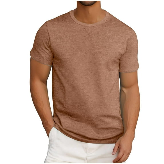 NaWent Reduced Mens Tee Shirts Fashion Fitness Home Wear Pajamas Solid Color T-shirt Summer Sports Tops Brown 4XL