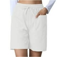 thumbnail image 1 of NaWent Shorts for Women Athletic Lounge Sports Workout Bermuda Knee Shorts Solid Color Drawstring Elastic Waist Shorts with Pocket White XL(XL), 1 of 8