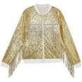 thumbnail image 1 of NaWent Sale Boys Girls Sequin Jackets Sparkly Bomber Zip Up Trendy Shiny Coat Fringed Long Sleeve Jacket Gold 4T, 1 of 3