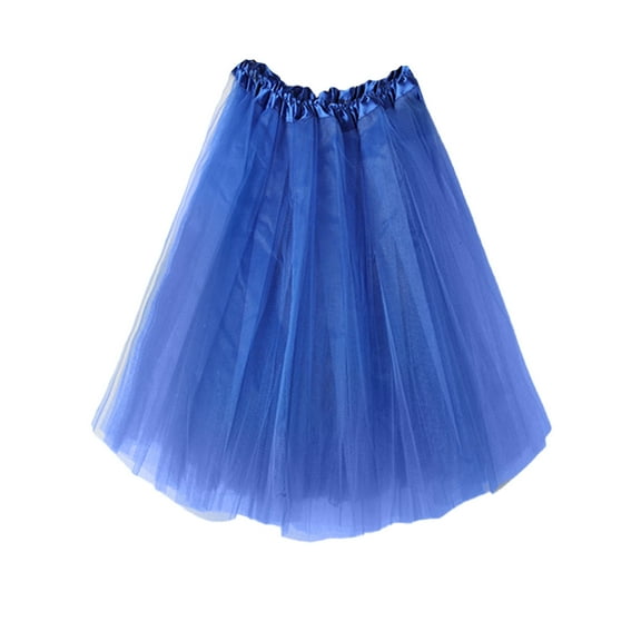 NaWent Sale Tutu Skirt for Girls Solid Color Dance Dress Skirt Multi-layered Mesh Cute Skirt Blue Free Size