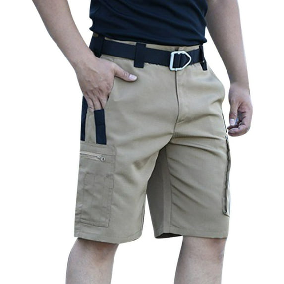 NaWent Sale Work Pants Men's Shorts Multi Pocket Outdoor Work Pants Half Pants Five Quarter Pants Waterproof Shorts Khaki XXL